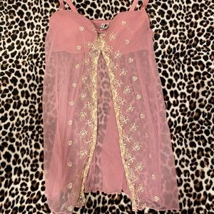 pink mesh lingerie top